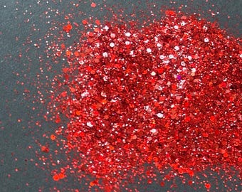 Red Glitter Mix: Fine & Chunky Iridescent Glitter for Resin, Slime, Tumblers