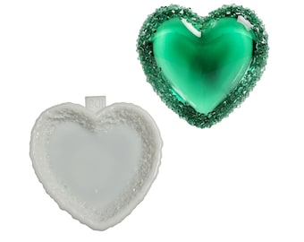 Heart Crystal Edge Silicone Mold: Resin, Jesmonite, Concrete Tray Casting (15x14.5cm)