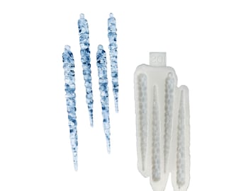 Long Crystal Icicle Silicone Mold | Set of 4 Realistic Casting Moulds (Christmas Ornament Resin)