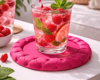 Cushion Coaster Mold 12.5 cm, Jesmonite Resin, Tufted Texture, Decorative Silicone Mold