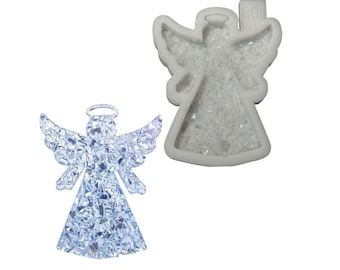 Angel Silicone Mold, Druzy Crystal Texture, Holiday Ornament Crafting