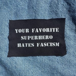 Superhero anti-fascism patch