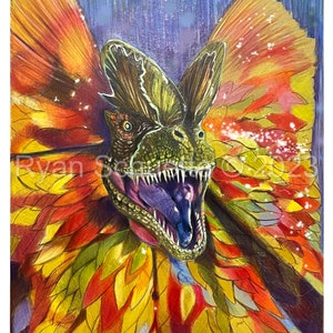 Dilophosaurus - Digital Art Download | Dinosaur Art, Jurassic Dinosaur Art, Wall Art, Gifts for Kids and Adults