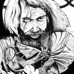 Nurse to a Dragon | Pen and Ink - Digital Print