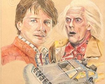 Powrót do przyszłości - dwa autografy podpisane przez Michaela J. Foxa i Christophera Lloyda | Sztuka filmowa, Sztuka filmowa, Plakat, Dekoracja ścienna, Pokój gier