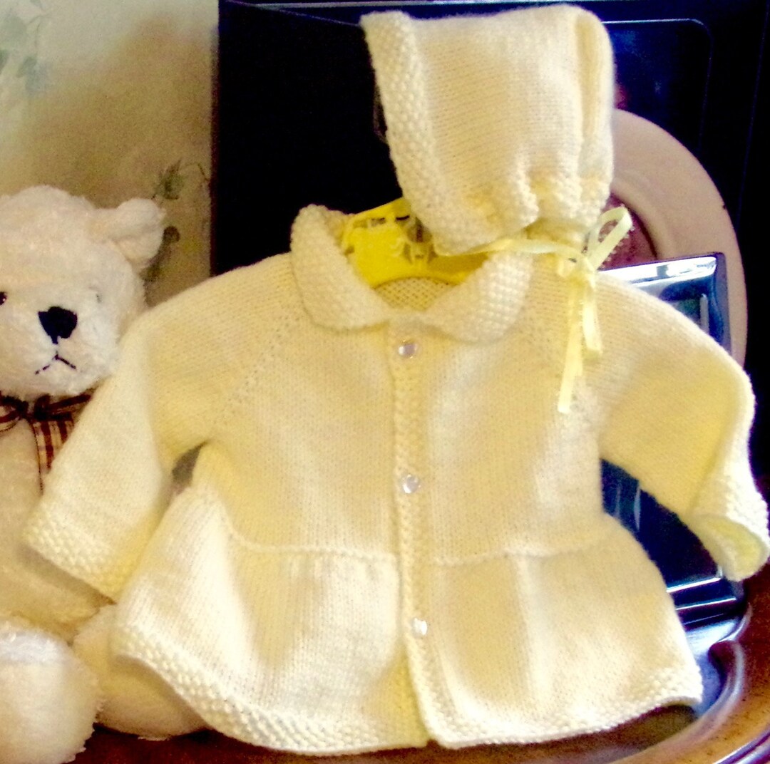 Baby Jacket and Hat Yellow Knit Baby Set Handknit Jacket and Etsy