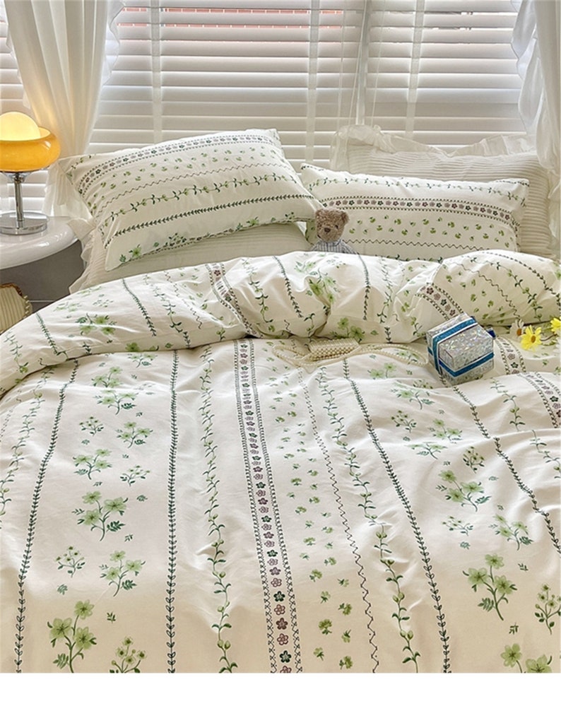 Yellow Floral Duvet Cover Set 100 Cotton Twin Full Queen Etsy