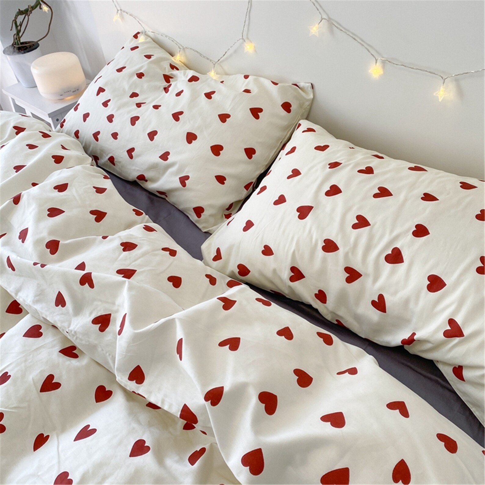 Cute Heart Duvet Cover Set 100 Cotton Twin Full Queen King Etsy
