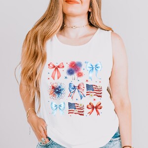 USA Tank Top | Comfort Colors Cotton Shirt | Stars Stripes Look | Beach Friendly Wear image 3