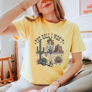 Cowgirl Shirt Comfort Colors | Western Tee | Vintage Cowgirl Crop Top | Rodeo Graphic Shirt | Country Girl Outfit