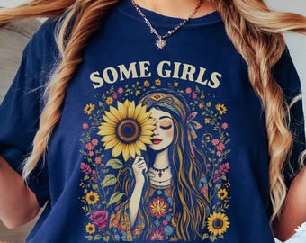 Floral Graphic Tee | Wildflower Vintage Style Cotton Top | Granola Girl Aesthetic | Retro Flower Outfit for Her