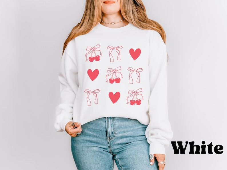 Zacht kersensweater | Oversized esthetische top | Krabbelafbeelding en strikontwerp | Mode-outfit voor vrijetijdskleding | Gezellige winterkleding afbeelding 6