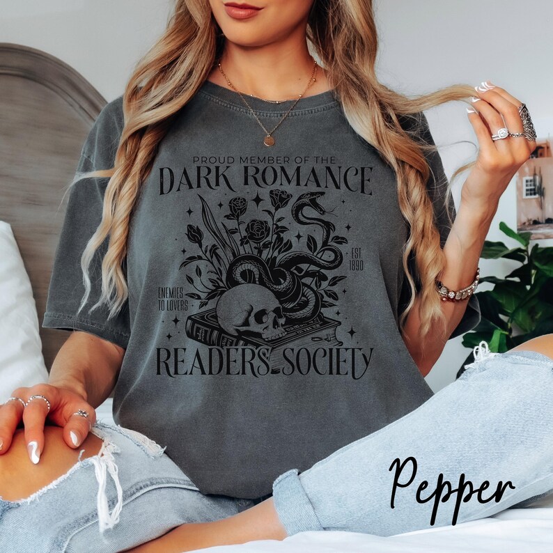 Dark Romance Tee | Spicy Book Lover Shirt | Gothic Library Apparel | Fantasy Novel Graphic | Literary Fandom Fashion image 6