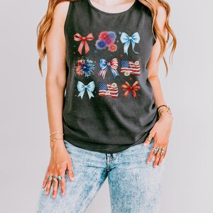USA Tank Top | Comfort Colors Cotton Shirt | Stars Stripes Look | Beach Friendly Wear image 5