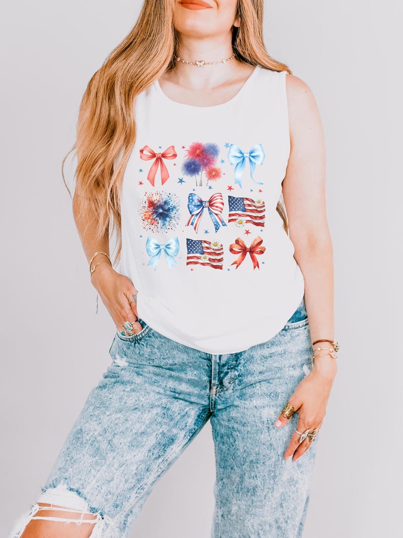 USA Tank Top | Comfort Colors Cotton Shirt | Stars Stripes Look | Beach Friendly Wear image 3