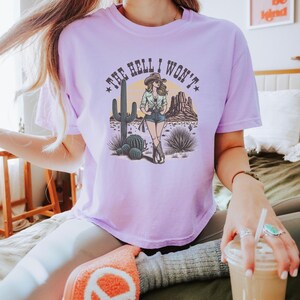 Western Cowgirl Tee | Yeehaw Country Cotton Shirt | Concert Festival Outfit | Boxy Fit Graphic Top | Summer Style image 3