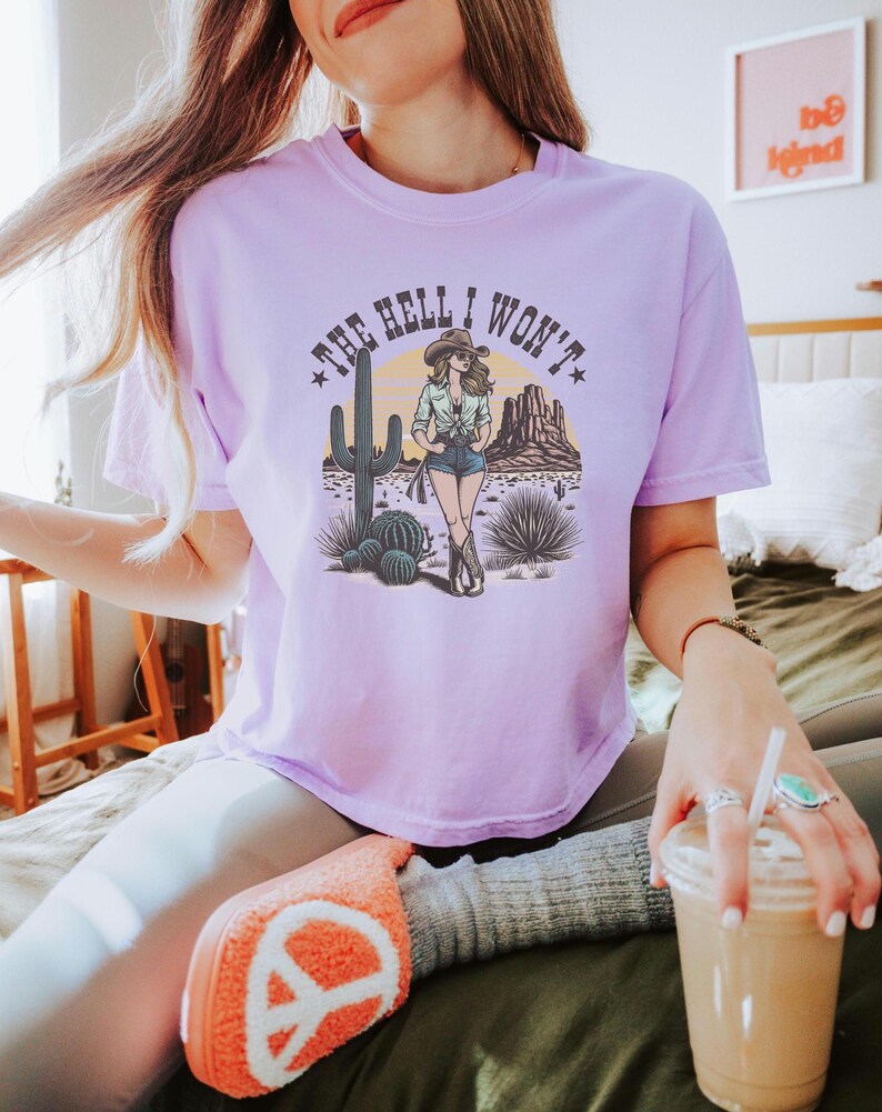 Western Cowgirl Tee | Yeehaw Country Cotton Shirt | Concert Festival Outfit | Boxy Fit Graphic Top | Summer Style image 3