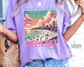Miami Beach Vintage Tee: Comfort Colors Retro Florida Travel Shirt