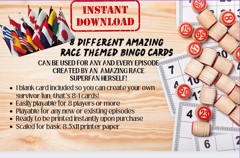 Amazing Race Bingo Game – Printable TV Show Bingo (digital Download) - Etsy