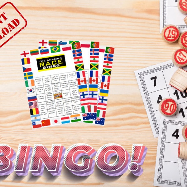 Amazing Race Bingo - Jouez pendant que vous regardez ! Jeu de bingo à imprimer !