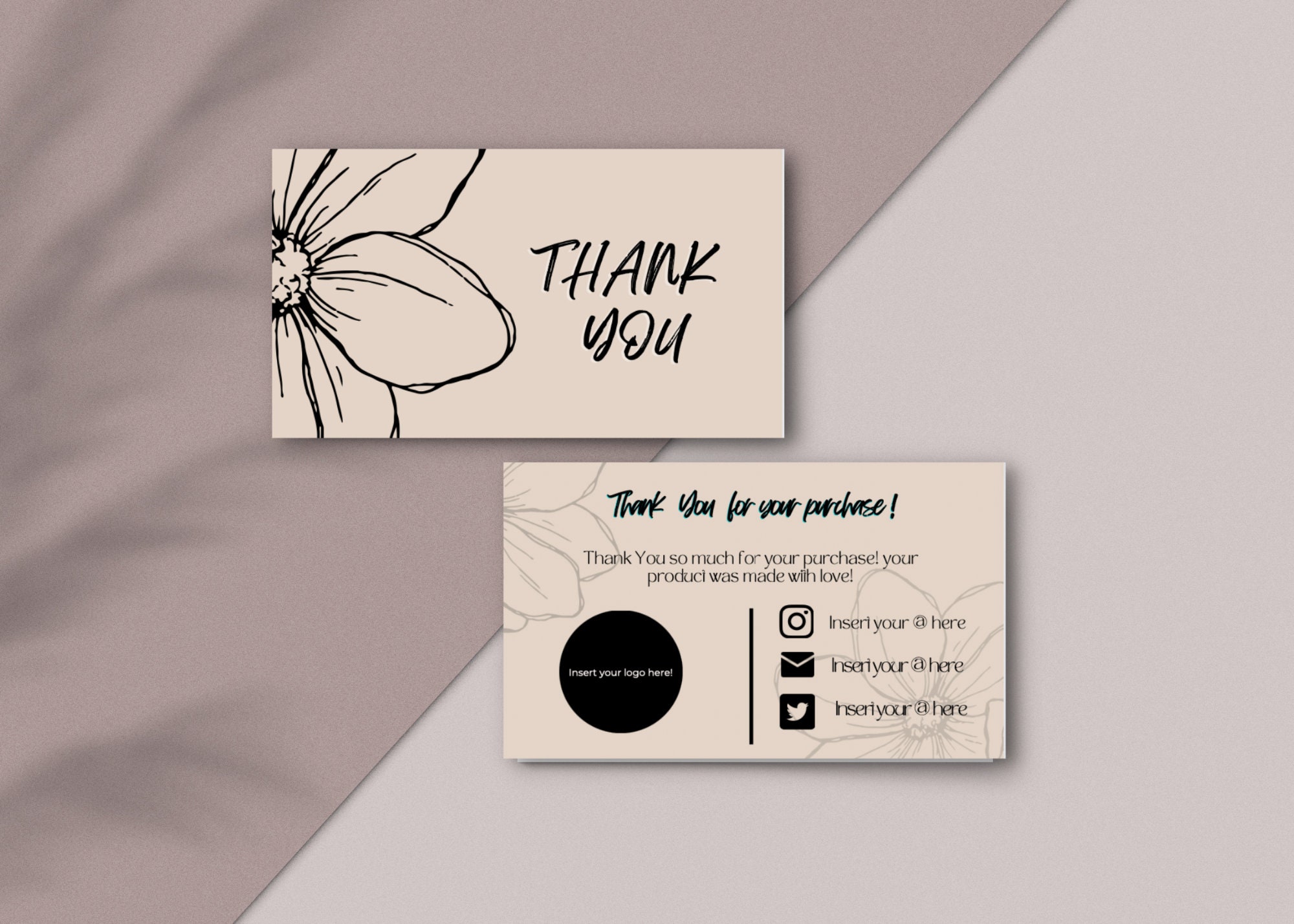Thank You Card Template Customizable Card Blank Card - Etsy