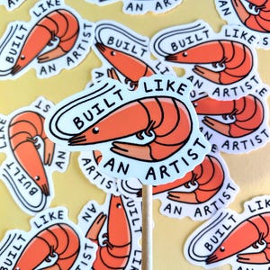 Sticker mat crevette construit comme un ARTISTE