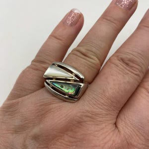 Vintage Abalone Mother of Pearl Sterling MOP & Abalone Ring