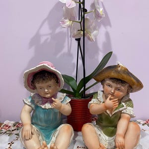 Antique pre 1921 Ardalt Lenwille 11 inches  Large Boy & Girl Piano Babies 6639 and  6640