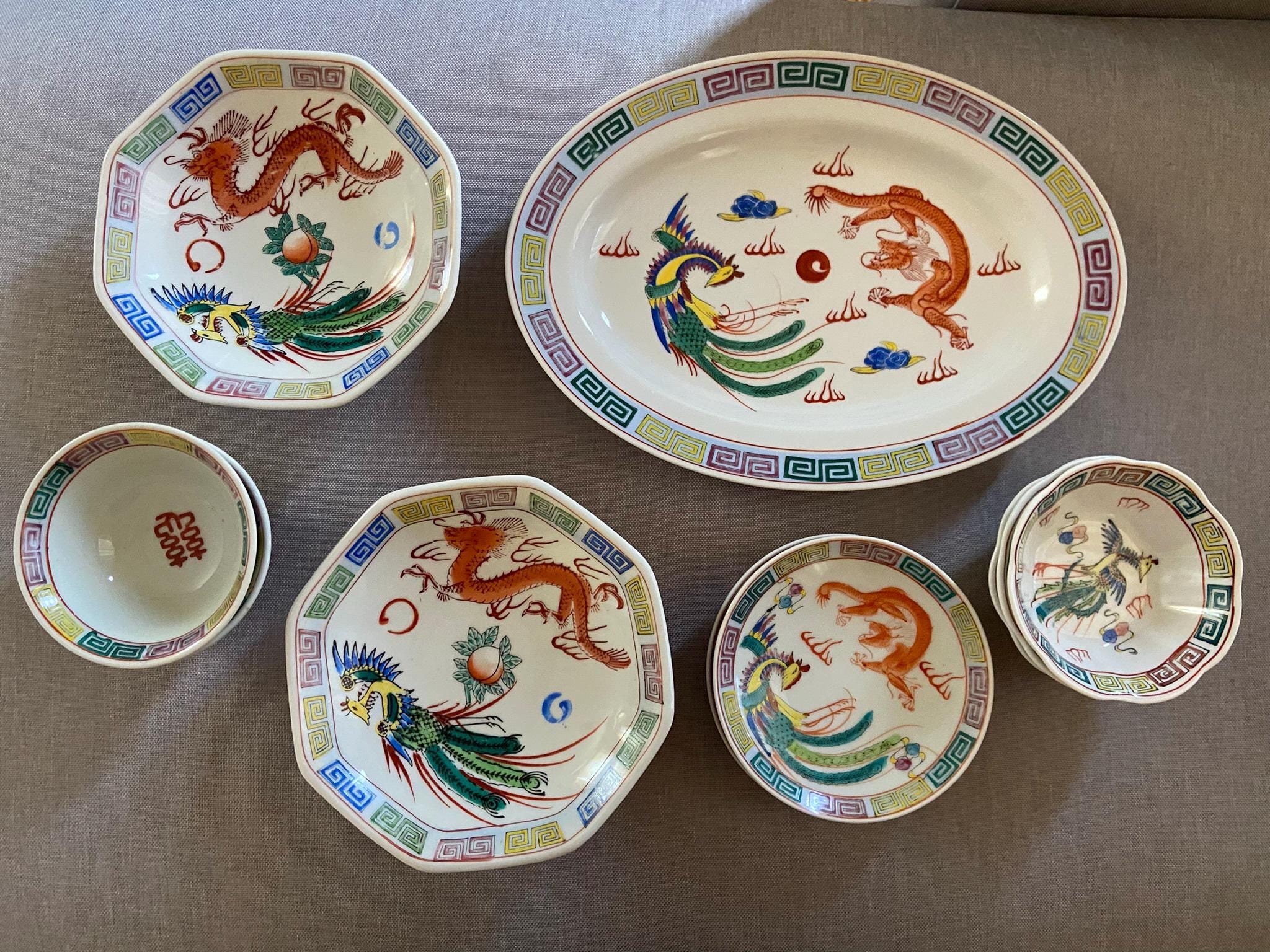 Large Japanese Red Dragon Bowl - Etsy
