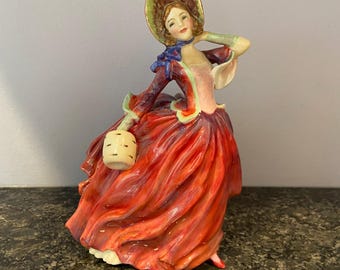 RARE Royal Doulton Figurine Autumn Breezes HN 1934 ~ Red Dress - Etsy