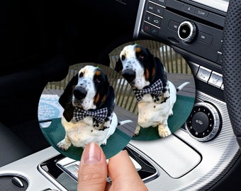 Custom car Coaster set of 2, Mother's Day gift-Car Cup holder photo coaster-car accessories-Personalized pet photo gift-dog or cat mom