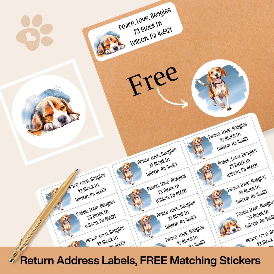 Beagle Return Address Labels – Custom Personalized Stickers - Etsy