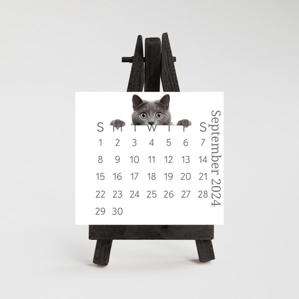 Cat Desk Calendar Easel 2024 Etsy