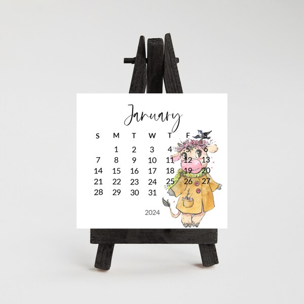 Cow Desk Calendar Etsy