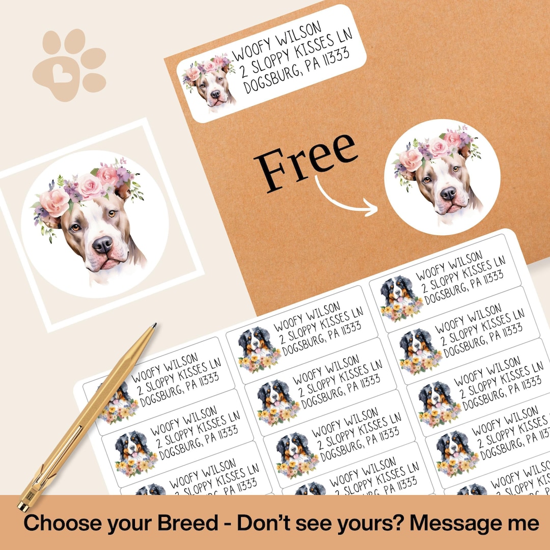 Mailing Labels Dogs Custom Dog Breed Address Labels, Personalized Pet Stickers - Etsy