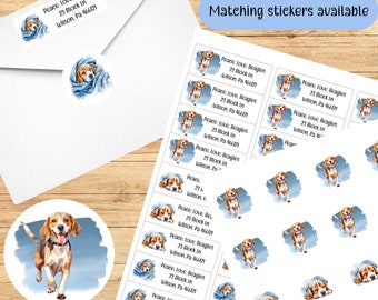 Beagle return address labels - Custom sticker for addressing - personalized - envelope seal stickers -Beagle mom gift - Beagle lover