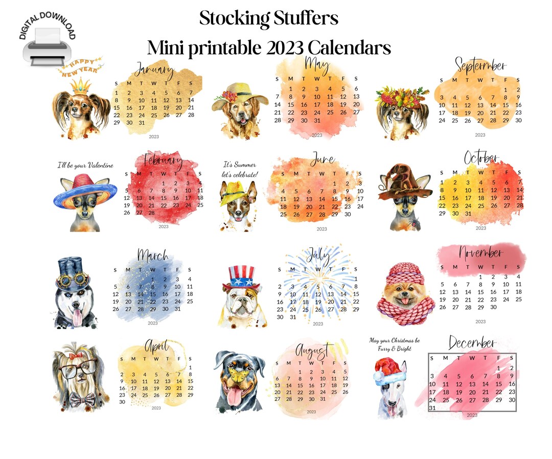 Miniature 2023 Wallet Size Calendars Stocking Stuffer 12 Etsy UK