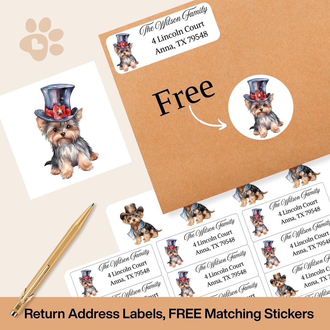 Yorkie Address Labels With FREE Matching Stickers - Dog Lover Gift - Etsy