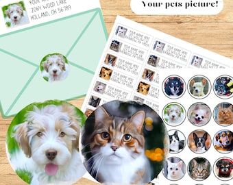 Personalized return address labels - Custom photo labels - photo sticker - envelope addressing - Dogs, cats, hamsters, gerbils, all pets