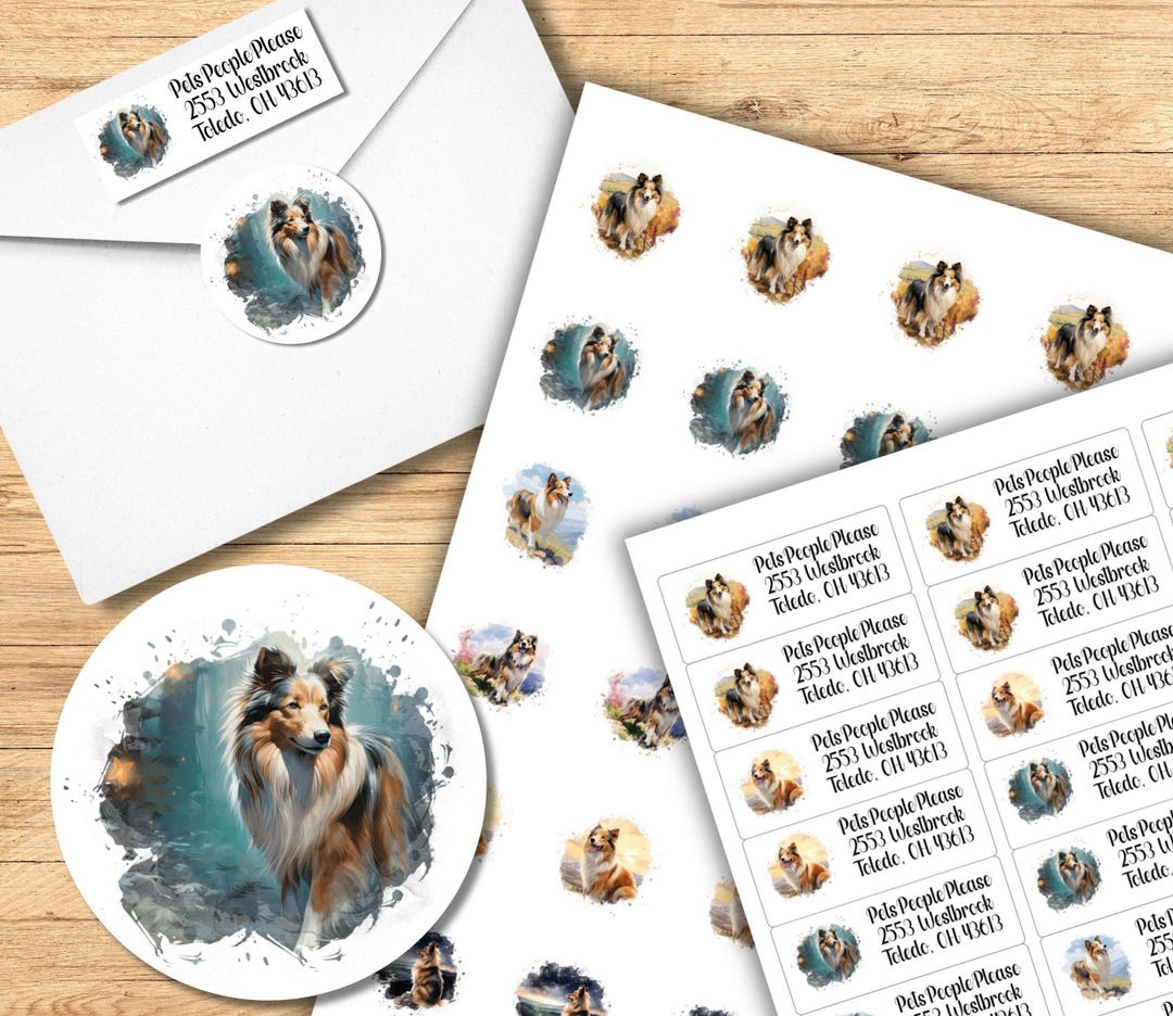Return Address Label Stickers Sheltie | Peel and Stick Mailing Address ...