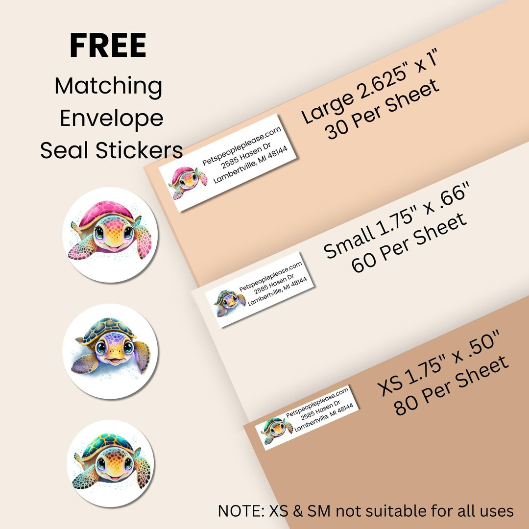 Colorful Sea Turtle Return Address Labels – Ocean Beach Mailing ...