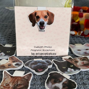 Custom Pet Face Photo Bookmark, Personalized Dog & Cat Photo Gift, Magnetic, Waterproof, Gift for Book Lovers, Dog or cat mom gift