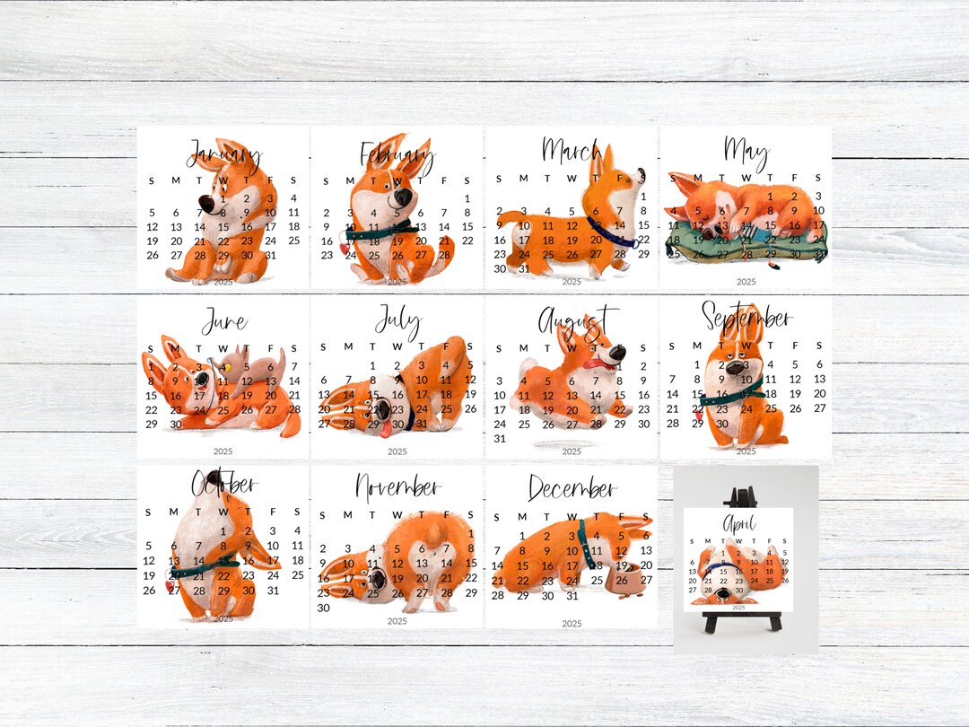 Funny Small Desk Stand up 2025 Desktop Calendar Optional Wood