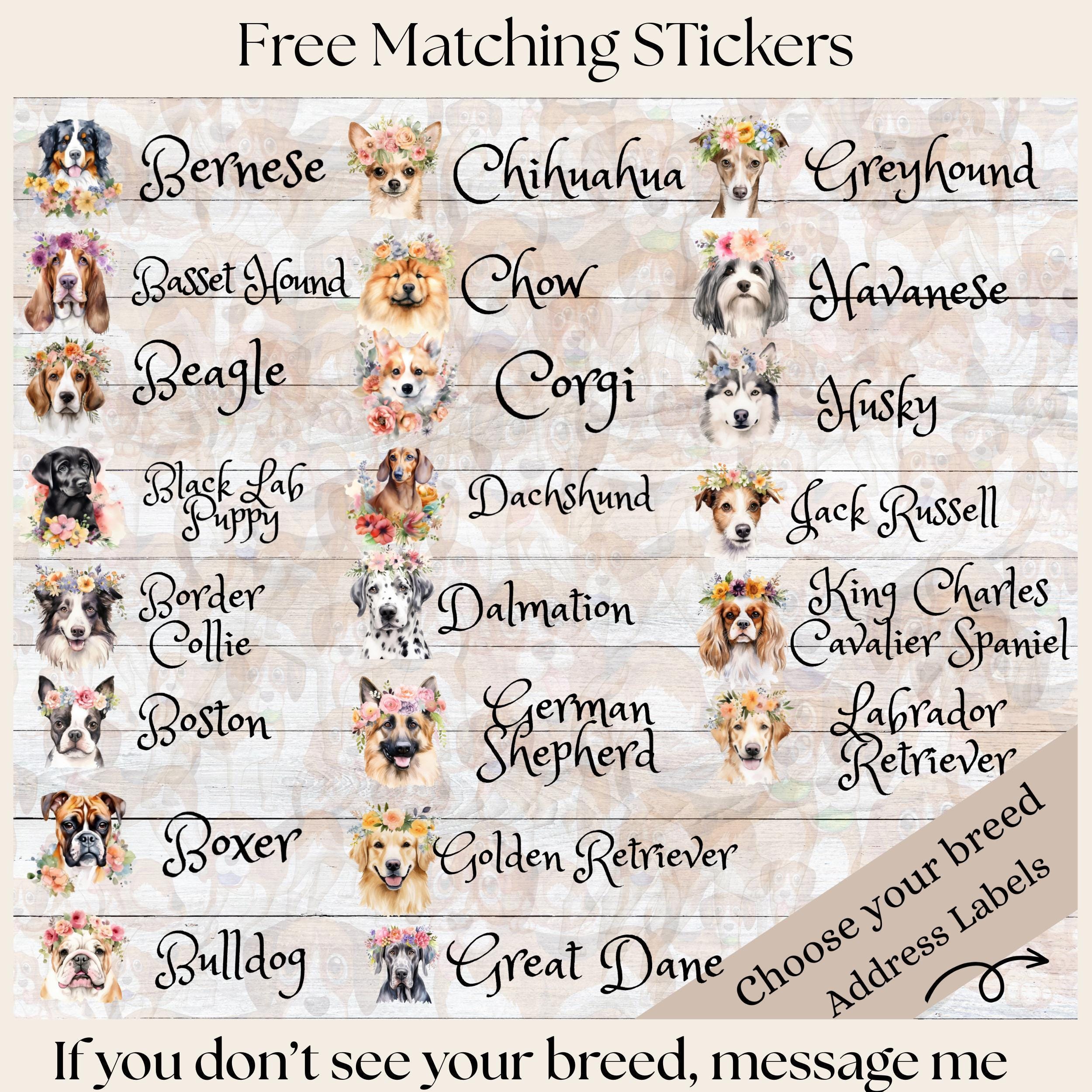 Mailing Labels Dogs Custom Dog Breed Address Labels, Personalized Pet Stickers - Etsy