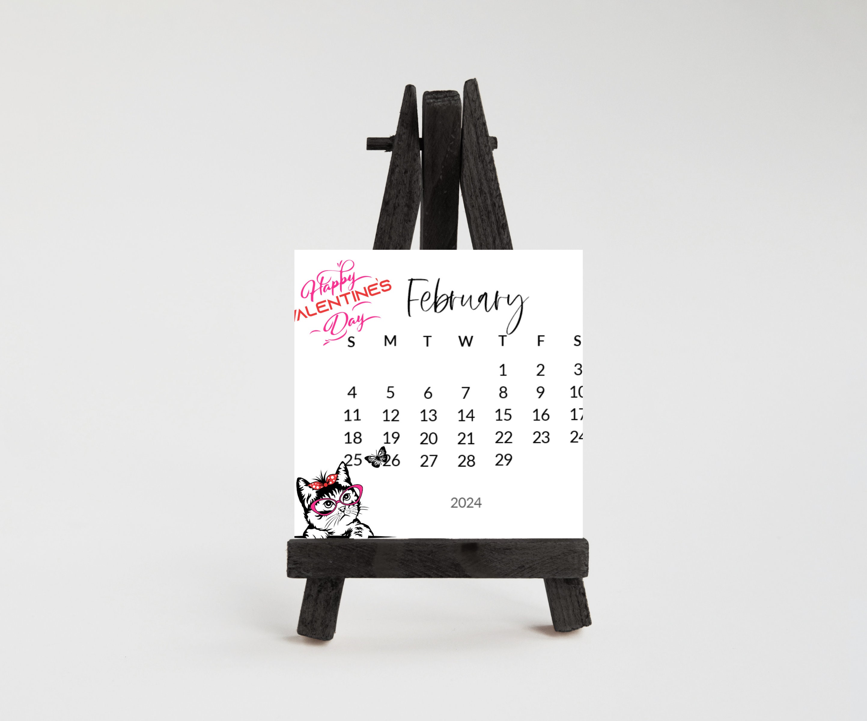 2025 Small Desk Cat Calendar Wood Stand/easel Available Cat Lover Gift