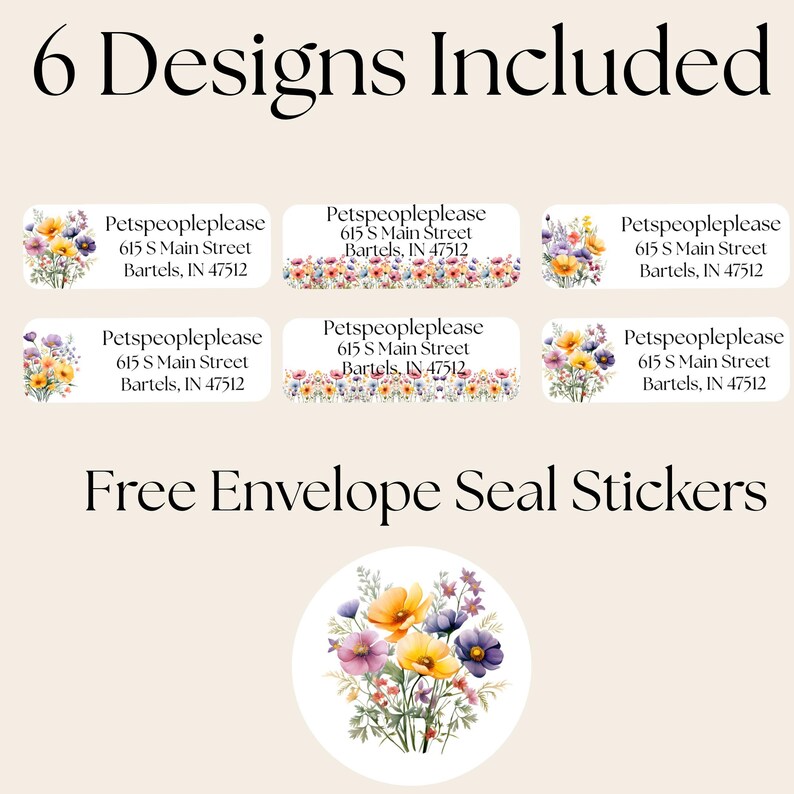Wildflower Address Labels with FREE Envelope Stickers, Faded Floral Border, Personalized Mailing Labels Printed & Shipped to You, Botanical image 2
