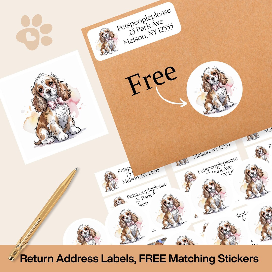 King Folder Label Personalized King Charles Cavalier Spaniel Return Address Labels With ...