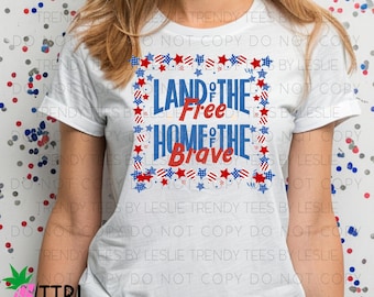 Land of the Free PNG: Patriotic Stars, 4th of July (Digital Download)