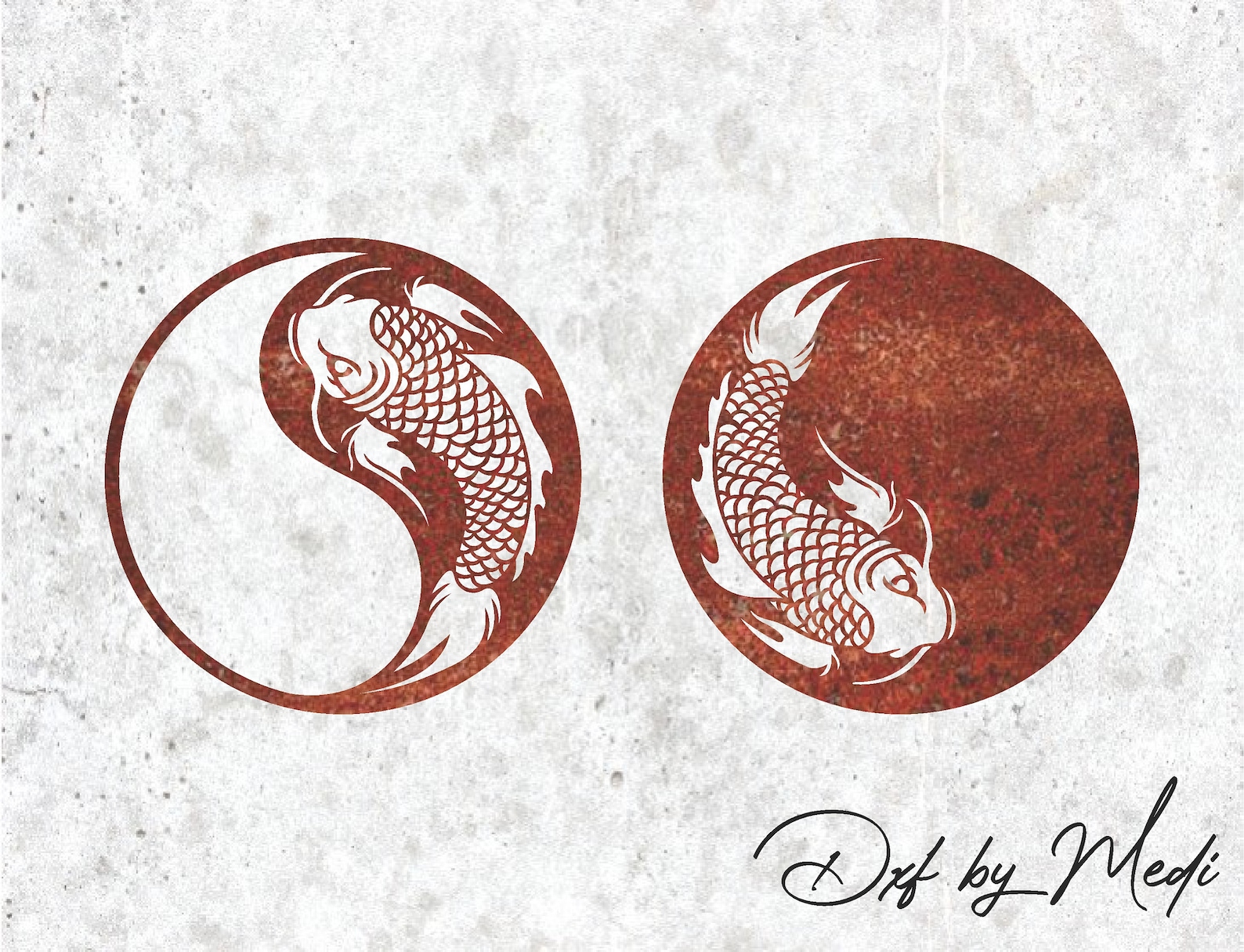 Two-layer Fish Yin Yang DXF SVG File for Cnc Plasma Laser Cutting ...