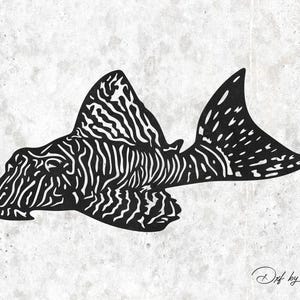pleco fish DXF & SVG Files | Ready-to-Cut for CNC, Laser, Plasma | Digital Clipart Download